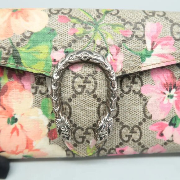 100% Authentic GUCCI Dionysus Long Chain Wallet Brown Canvas Shoulder Bag - Picture 6 of 12